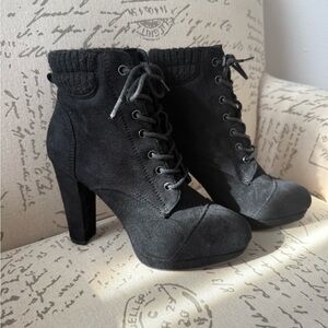 Elegant Black Ankle Boots, Size 6